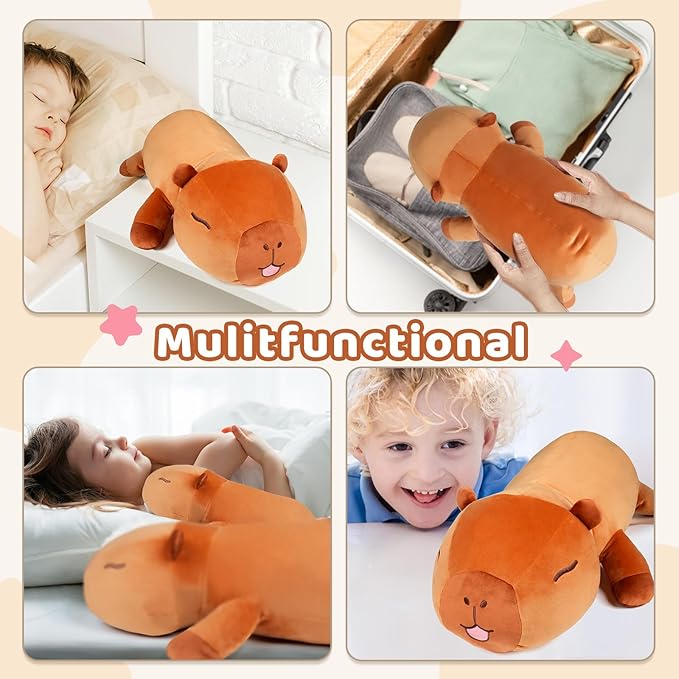 Puffpals Weighted Plush, Cute Capybara Weighted Stuffed Animal with Beads, Soft Sensory Plush Pillow Toy for Kids & Adults(14in, 1.5lbs)