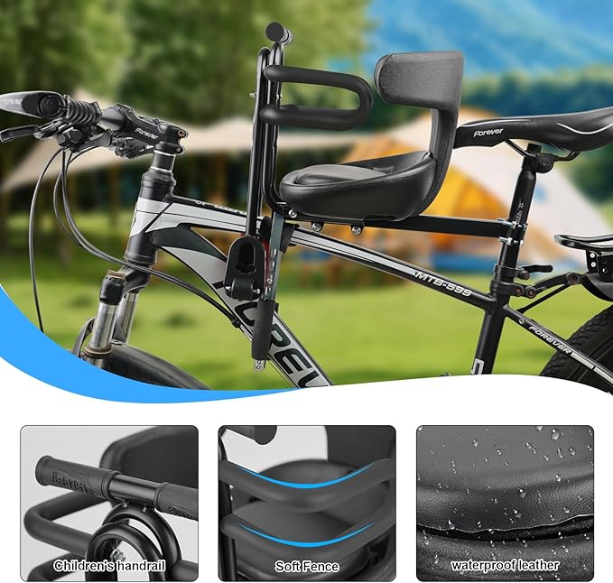 Toddler Bike Seat,1-3 Years Old Front Kids Bike Seat, Baby Bike Seat With Full Surround Guardrail, Safety Handle and Comfortable Pedals, Easy and Quick Installation of Toddler Bike Seat for Adult Bike