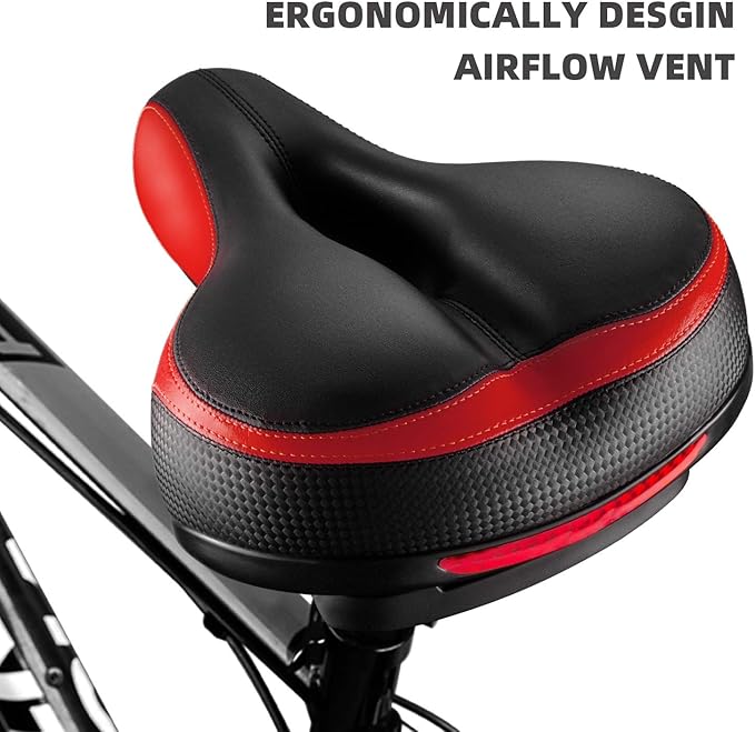 Bike Seat, Most Comfortable Bicycle Seat Dual Shock Absorbing Memory Foam Waterproof Bicycle Saddle Bike Seat Replacement with Refective Tape
