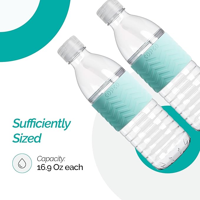 Copco Hydra 16.9 oz Water Bottle with Leak-Proof Lid - Tritan Reusable with Textured Grip Sleeve - BPA-Free, Shatter-Resistant, Dishwasher Safe for Travel, Gym, Work, Outdoor Adventures (Robin Blue)