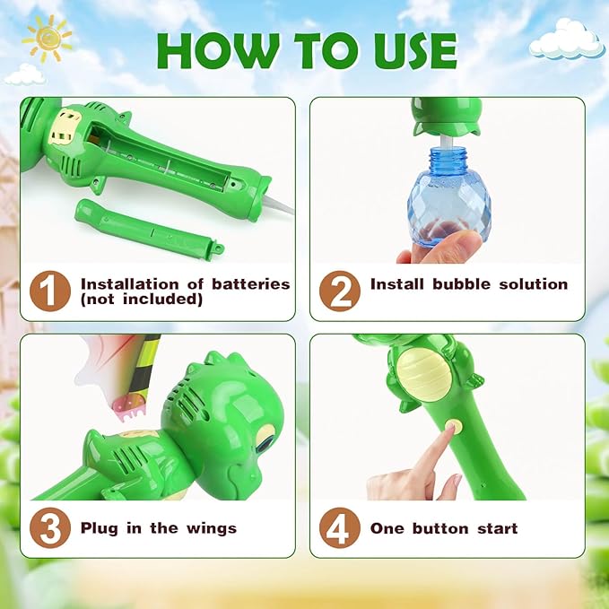 Dinosaur Bubble Wand Toys for Kids Age 3 4 5 6 7 8 Years Old: Bubbles Machine for Kids, Toddler Outdoor Toys, Gifts Birthday Presents for 3 4 5 6 Year Old Boys Girls