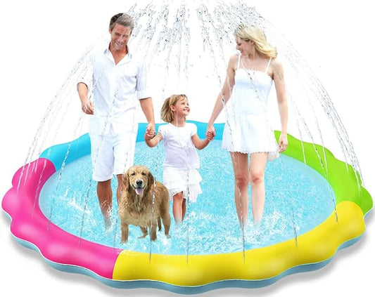 Jasonwell Splash Pad Sprinkler for Kids Splash Play Mat Outdoor Water Toys Inflatable Splash Pad Baby Toddler Pool Boys Girls Children Outside Backyard Dog Sprinkler Pool Age 1 2 3 4 5 6 7 8 9 XL