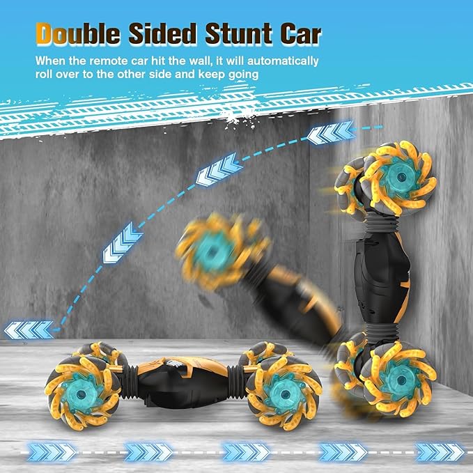 1:12 Gesture Sensing RC Stunt Car, 4WD Hand Controlled Remote Control Twist Cars with Light & Music, 360° Rotate Transform Drift, Gifts for 6-8-12 Kids Age 6 7 8 9 10 11 12 Yrs Old‌