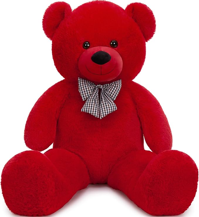 MaoGoLan Giant Teddy Bear Stuffed Animal 47inches,Red Classic Big Teddy Bear Plush Toy,Adorable and Fluffy Teddy Bear Gift for Christmas,Valentines Day,Baby Shower,Birthday,or Long Distance