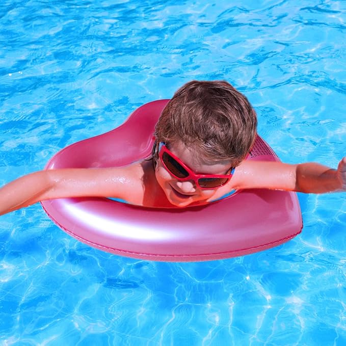 ZHUYNXIR Heart Swimming Pool Float Loungers Tube, Water Fun Beach Party Toys for Kids，Birthday Scene Layout Props.