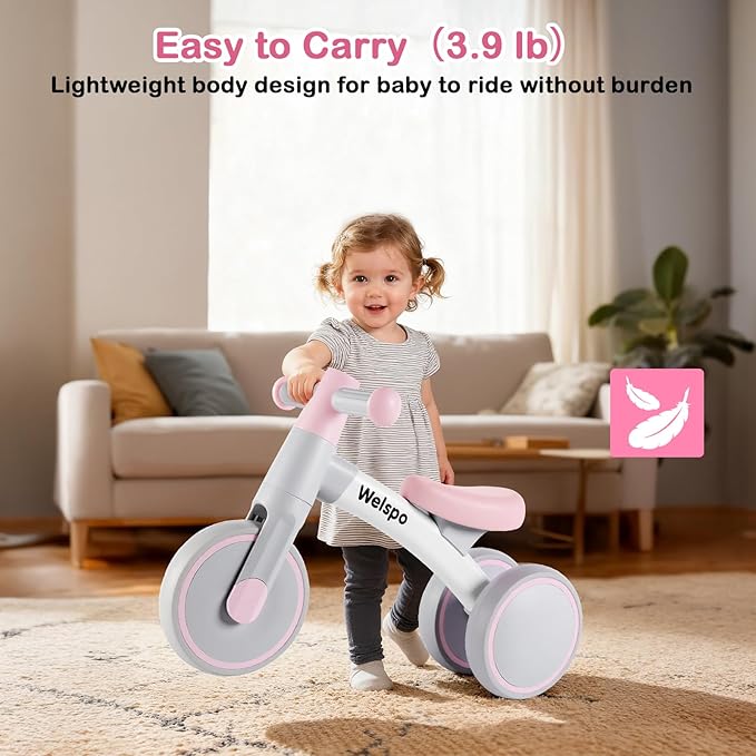 welspo Baby Balance Bikes for 1 Year Old Boys Girls 12-24 Months Kids Toddler First Bicycle Infant Walker Children No Pedal 3 Wheels Mini Bike Riding Toys