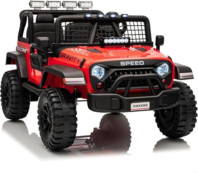 24V 2 Seater Kids Electric Truck with Parent Remote Control, 4WD Ride on Car for Toddlers & Kids 4-8, 100Min Battery, Dual Motor, All Terrain Electric Vehicle Gift for Boys Girls