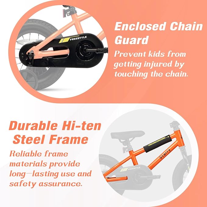 12 14 16 18 Inch Kids Bike BMX Style Bicycle with Training Wheels Coaster Brake for 2-10 Years Old Toddlers Boys Girls Multiple Colors