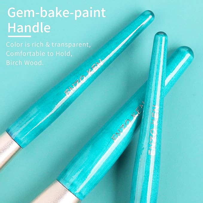 Blue Makeup Brushes Set with Case by ENZO KEN, Vegan Makeup Brush Set Professional, Cosmetic Brushes Makeup Set, Make up Brushes Vegan, Make up Brushes Set Professional, Wooden Makeup Brush Set Vegan