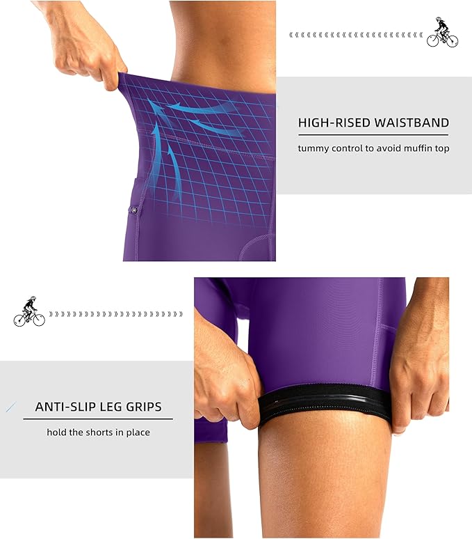 Women's 4D Padded Bike Shorts 5"/7" Riding Underwear Cycling Bicycle Road Biking Cycle Shorts for Women Zipper Pockets