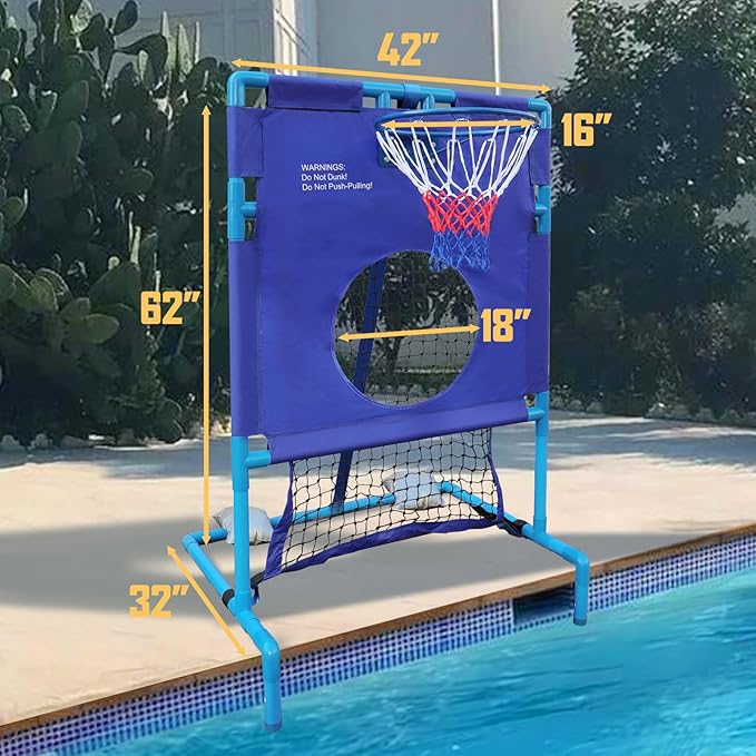 2-in-1 Pool Goal Set - Football & Basketball Fun for Everyone!