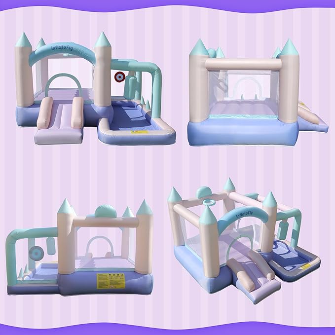 Bounce House Inflatable Slide Kids Bouncy Castle with Ball Pit,Dreamy Jumper with Air Blower for Wet and Dry