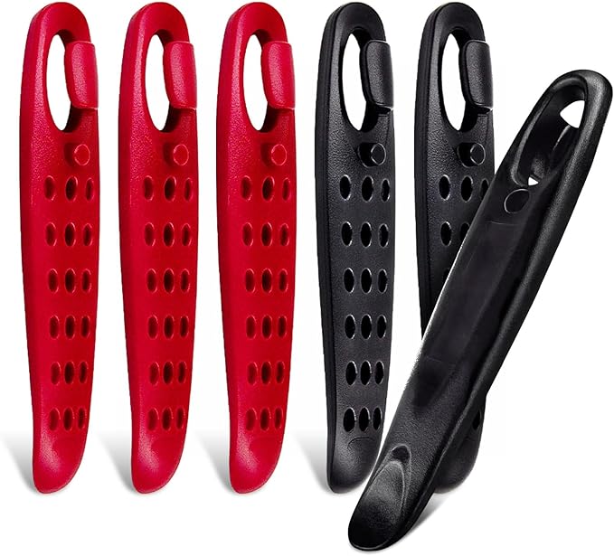 Ultra Strong Bicycle Tyre Levers, 2 Sets Compact Bike Tire Repair Kit, Sturdy Plastic Bike Tire Spoons Set, Reliable Cycling Changing Tools, Quick Repair Pry Bar Lever Kits, Red, Black