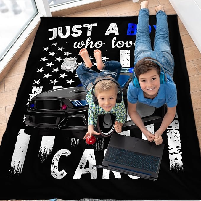 Car Blanket for Boys - 30x40 Inches Cute Throw Blanket Gifts for Kids Cars Lovers - Black Soft Fuzzy Car Blankets for Sofa Couch Bed - Car Stuff Decor for Bedroom