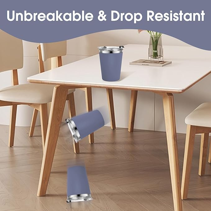 Kids Cups with Straws and Lids Leak Proof, 12oz Sippy Cups for Toddlers 1-3 No Spill, Spill Proof Cup Stainless Steel Kids Cup with Lids for School, Outdoor, 6 Pack