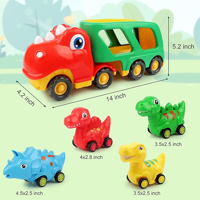Nicmore Toddler Toys Car Dinosaur Truck for Boys: Toys for 2 3 4 5 Year Old Boy Girl | Carrier Truck Dinosaur Trucks for Kids 3-5 Toys for Age 2-3 2-4 18-24 Month Birthday Gifts for Boy