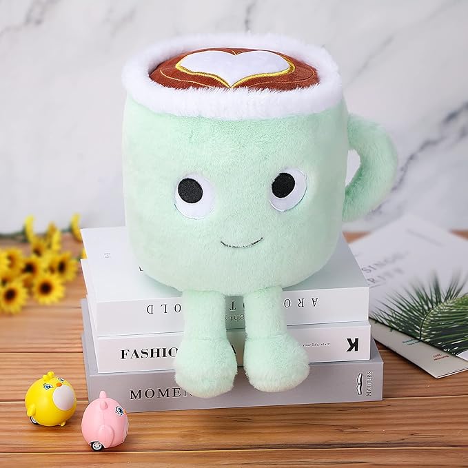 Latte Plush Toy, 30 cm Stuffed Coffee Mug Plushie Pillow Doll, Soft Cup Fluffy Friend, Hugging Cushion - Present for Every Age… (Latte)