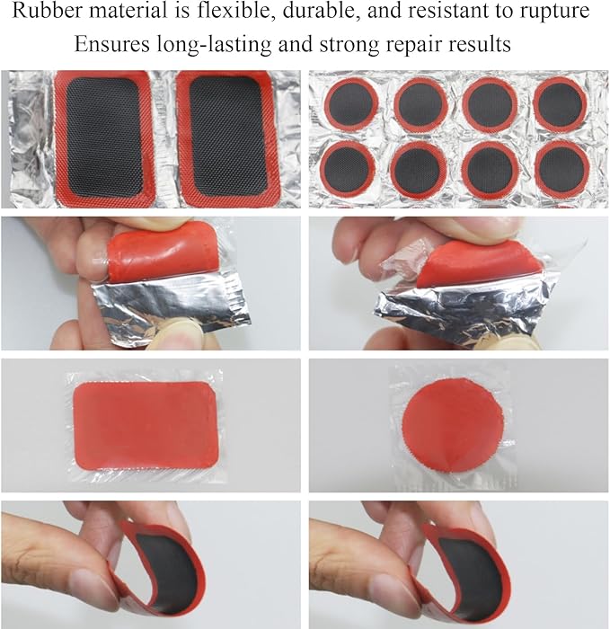 Bike Tire Patch Kit，Bike Repair Patch Bicycle Inner Tire Patch Repair Tool Kit for Road Mountain Bike Motorcycle