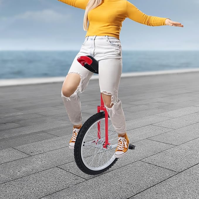 20 Inch Unicycle for Balance Training Outdoor Fitness with Adjustable Seat and Anti-Skid Tread