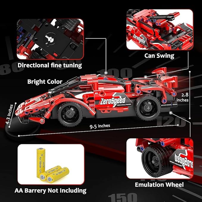 SpringFlower STEM Building Blocks Toys Gifts for Age 6, 7, 8, 9, 10, 11, 12 Boys and Girls, DIY Building Bricks, STEM Engineering Construction RC Toy,Racing Car with Remote Control