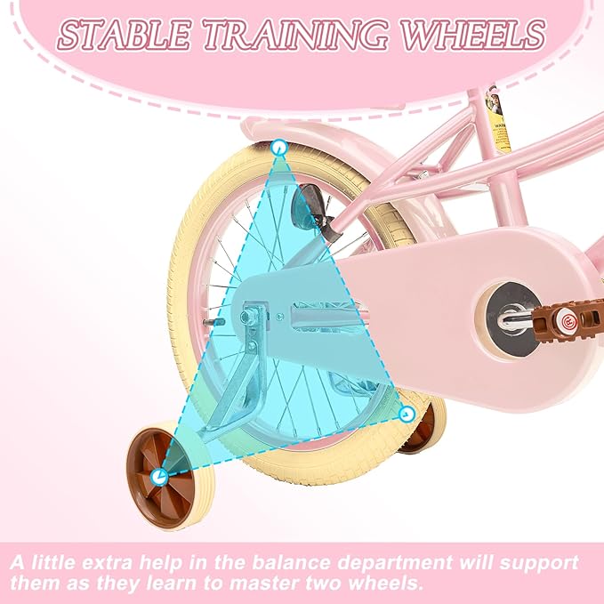 XJD Girls Bike for Toddlers and Kids Ages 2-12 Years Old,12 14 16 Inch Kids Bike with Training Wheels & Basket