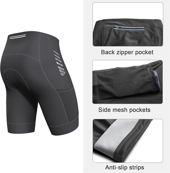 Wulibike Cycling Shorts Men Padded:Tights Highly Elastic Breathable Quick-Drying Road Bike Bicycle Shorts for Men Pockets