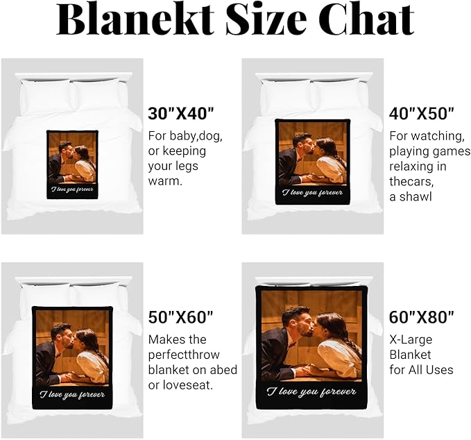 Custom Blanket with Photos, Personalized Blankets with Picture, I Love You Girlfriend Boyfriend Couples Gifts, for Birthday Christmas Women Men Adult Kids Mom Dad Wife Husband