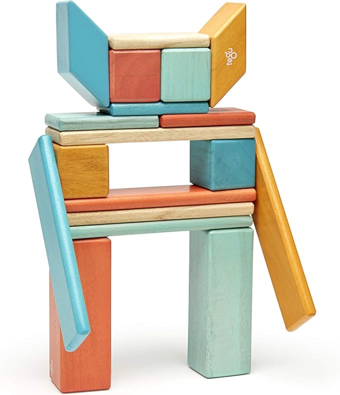 24 Piece Tegu Magnetic Wooden Block Set, Sunset, 1-99 years old
