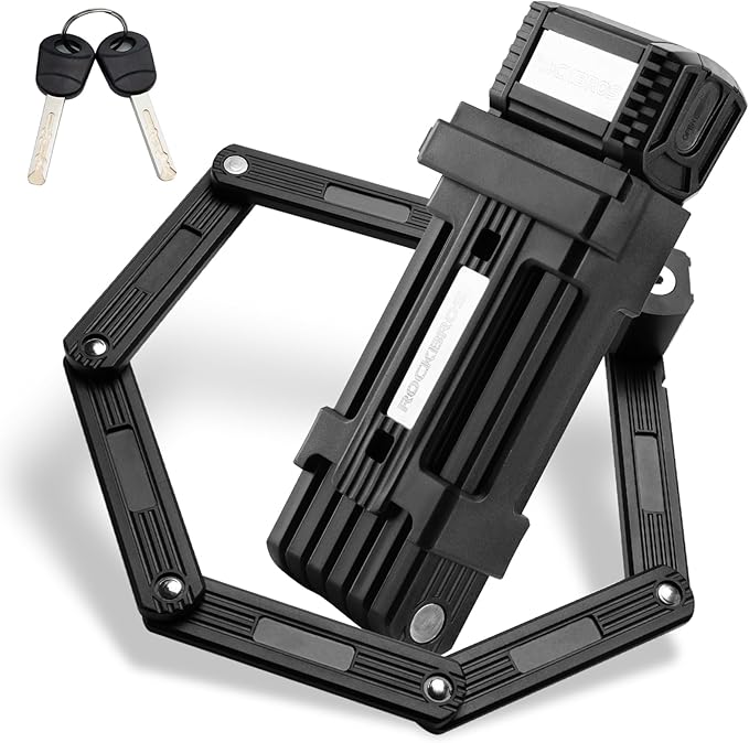 ROCKBROS Folding Design Chain Bike Lock – Heavy-Duty 3.3 lbs Portable Key Lock with Anti-Theft Alloy Steel, Waterproof & Rustproof for Bicycle, E-Bike, Scooter, Motorcycle