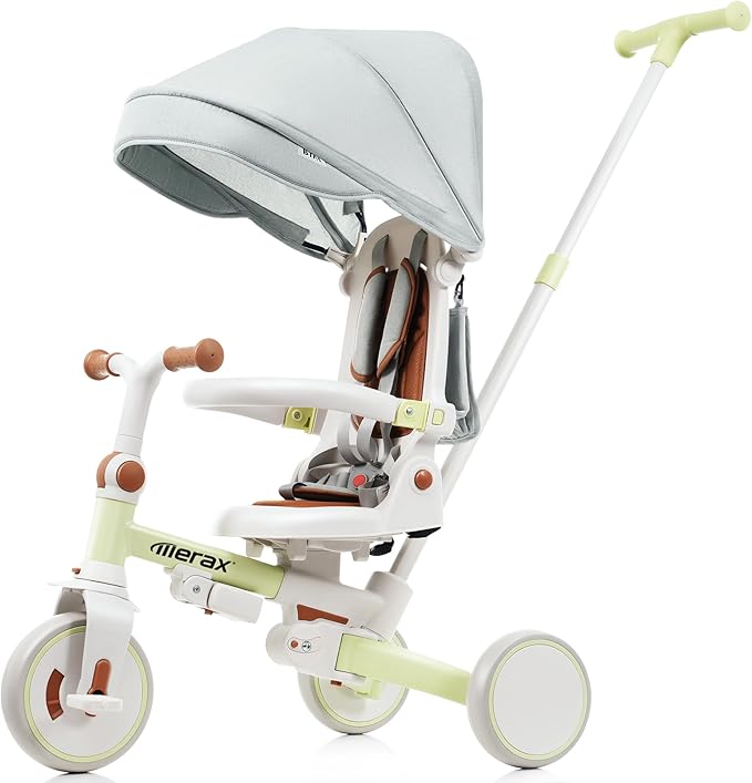 Toddler Trike Collapsible Frame Lightweight Kid Rider Tricycle 7-in-1 Removable Pedal Ages 1Y-6Y