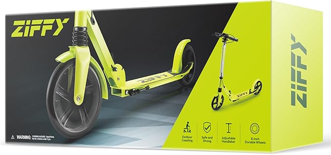 ZIFFY Scooter for Kids with Hand Brake, Foldable Kick Scooter for Ages 6-12, Lightweight Scooter for Boys with 4 Adjustable Heights, ABEC9 Bearings, Supports Up to 260 lbs by Jova