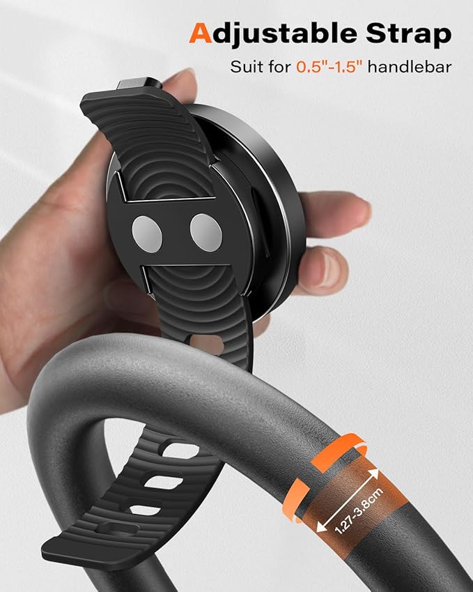 A2C Gym Fitness Phone Mount for MagSafe - 17 N52 Strong Magnets Stable and Secure Phone Mount with Adjustable Strap, Compatible with Gym Equipment, Stroller, Shopping Cart, Exercise Bikes