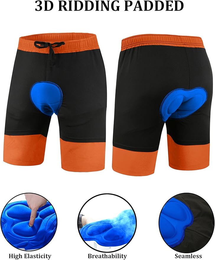 Men's Mountain Bike Shorts 3D Padded Baggy Bicycle Riding Cycling Shorts Quick Dry Lightweight Biking Shorts