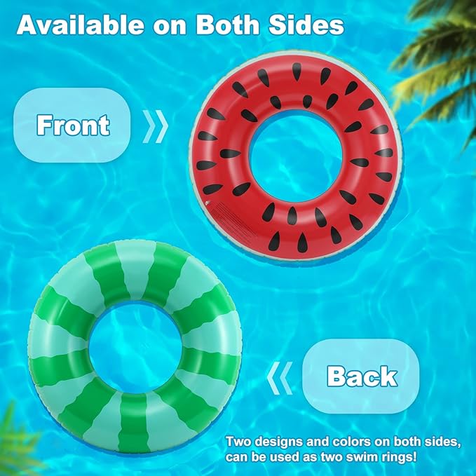 HeySplash Pool Tubes for Adult, 40'' Large Pool Float Watermelon Swim Floaties, Floats Inflatable Swimming Ring Floating, Summer Fun Beach Lake Party Decoration Toys, Watermelon