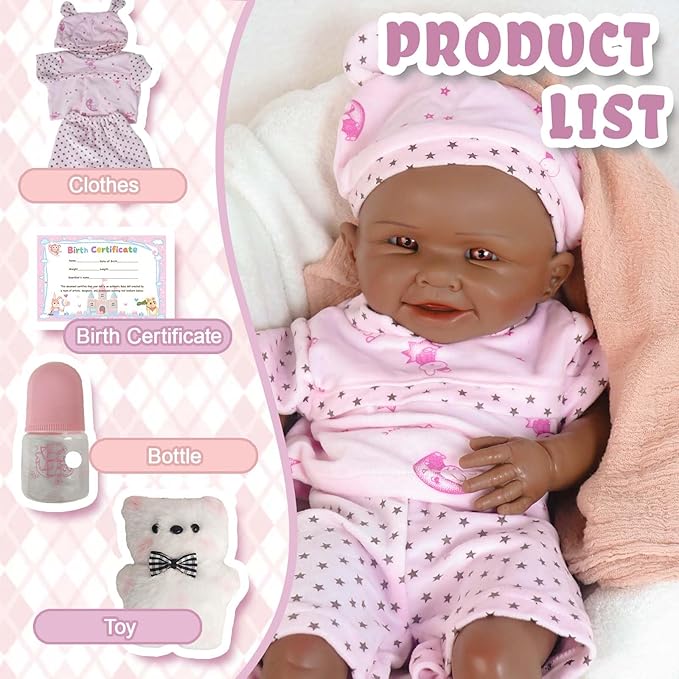 19.49 in Full Silicone Reborn Baby Dolls, 1:1 Lifelike Newborn Dolls Non Vinyl Realistic Reborn Toddler Dolls Boy Washable Sleeping Doll