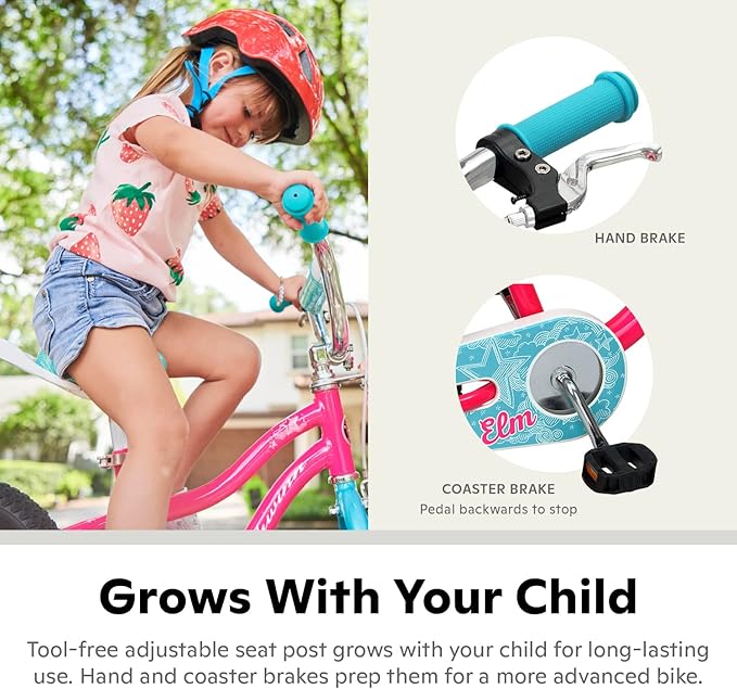 Schwinn Elm and Koen Bike or Balance Bike, 12-20 Inch Bike for Kids Ages 2-13, Black, Blue, Red, Teal, Pink or Purple, SmartStart Ergonomic Design, Adjustable Seat Grows with Child, Training Bicycle