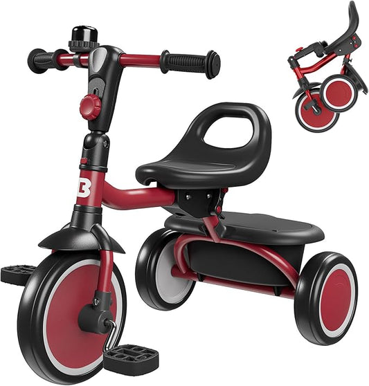 besrey Toddler Tricycle with Bell, Kids Tricycle Age 18 Months to 5 Years, Kids Trike, Toddler Bike for 1.5-5 Year Olds, Baby Trike, Gifts & Toys for Boys & Girls, Red