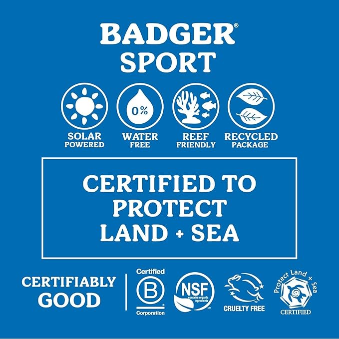 Badger Reef Safe Sunscreen, Unscented SPF 40 Sport Mineral Sunscreen, 98% Organic, Water Resistant Zinc, Approved for Hawaii & Mexico Reefs, 2.7 fl oz, 3-Pack
