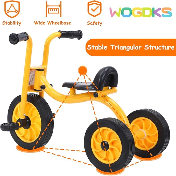 Kids Tricycle for Rider Ages 2+, Preschool Kids Trike Bike, Big Wheel Tricycle with Inflation-Free Rubber Wheels, Gift and Toy for Boys and Girls