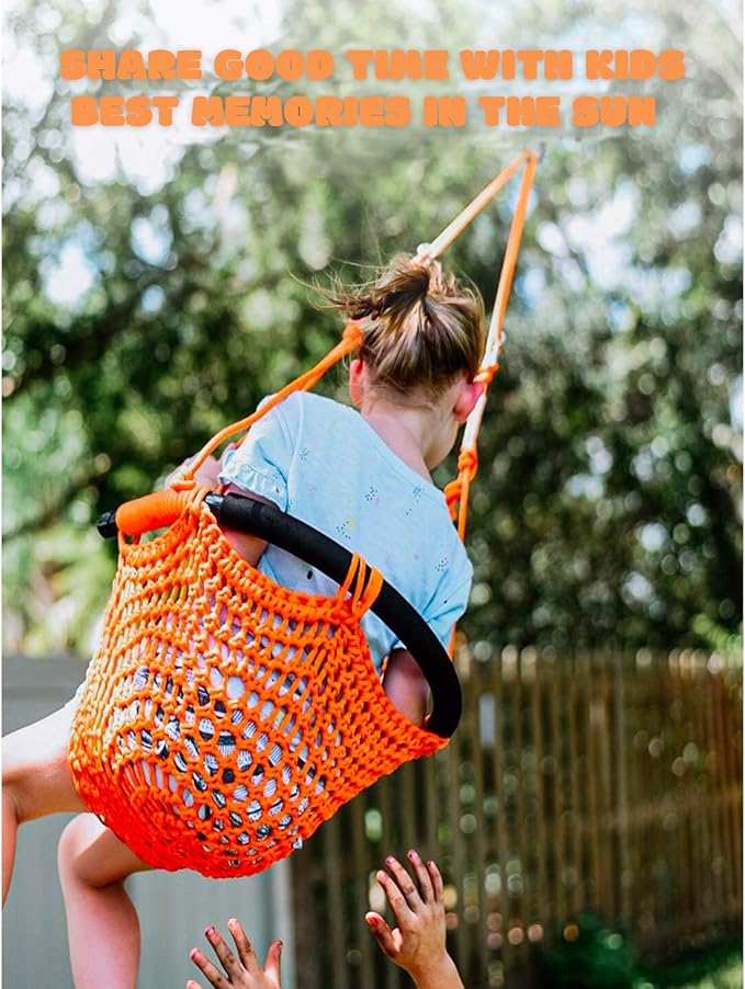 Hi-Na Kids Swing for Swing Set, Heavy Duty Rope Swings with Snap Hooks and Straps, 440LBS Capacity, Toddler Swing Seat for Indoor Porch, Outdoor Playground, Tree, Orange