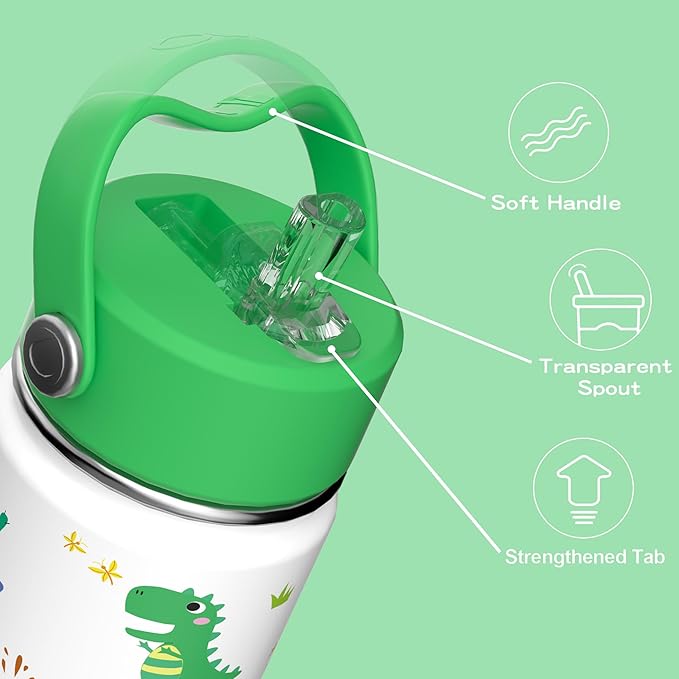 OISIZ Kids Water Bottle with Straw Lid 10oz, Vacuum Insulated 316 Stainless Steel Water Bottles for Kids for School, Leakproof Water Bottle, BPA Free and Keep Cold for 24 Hours