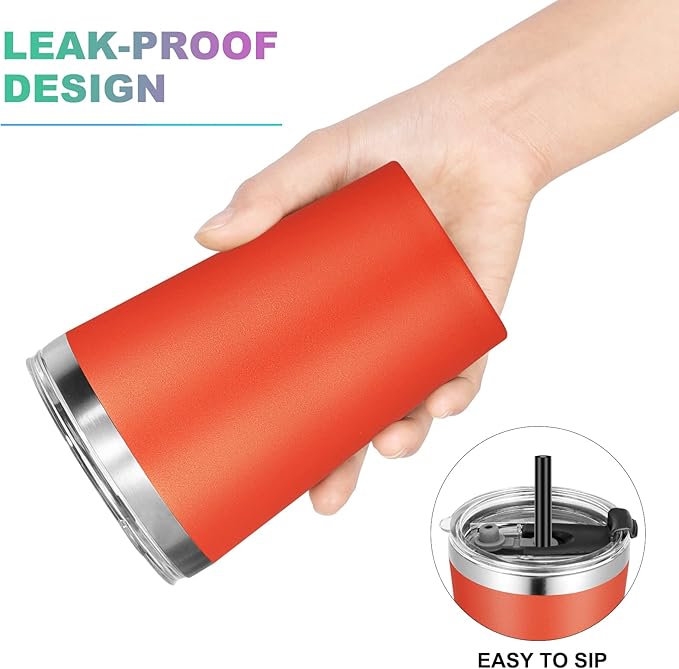 VEGOND 12oz Tumbler Stainless Steel Tumbler bulk Vacuum Insulated Double Wall Travel Tumbler with Lid and Straw Reusable Tumbler, Brick Red 12 Pack