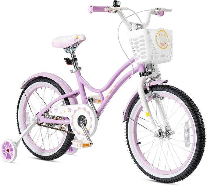 HONEY JOY Kids Bike, 12 14 16 18 20 Inch Toddler Bikes w/Training Wheels, Handbrake & Coaster Brake, Fully Enclosed Chain, Adjustable Handlebar & Seat, Kids Bicycle w/Basket, Girls Boys Bike 3-8