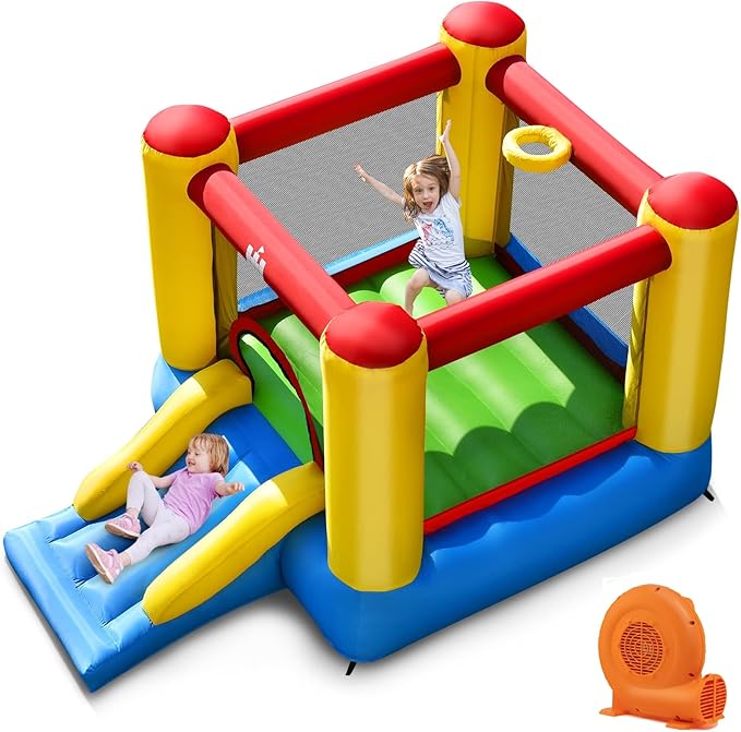 BOUNTECH Inflatable Bounce House, Bouncy House for Kids 3-6 Indoor Outdoor w/Jumping Area, Slide, GFCI 550W Blower, Portable Mini Bounce House for Toddler Boys Girls Birthday Backyard Party Gifts