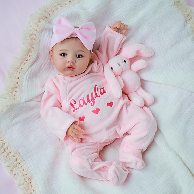 WOOROY Lifelike Reborn Baby Dolls - 18 Inch Silicone Baby Girl Vinyl Body Realistic Newborn Dolls with Open Eyes, Handmade Poseable Real Life Baby Doll, Gift with Doll Accessories for Kids 3+
