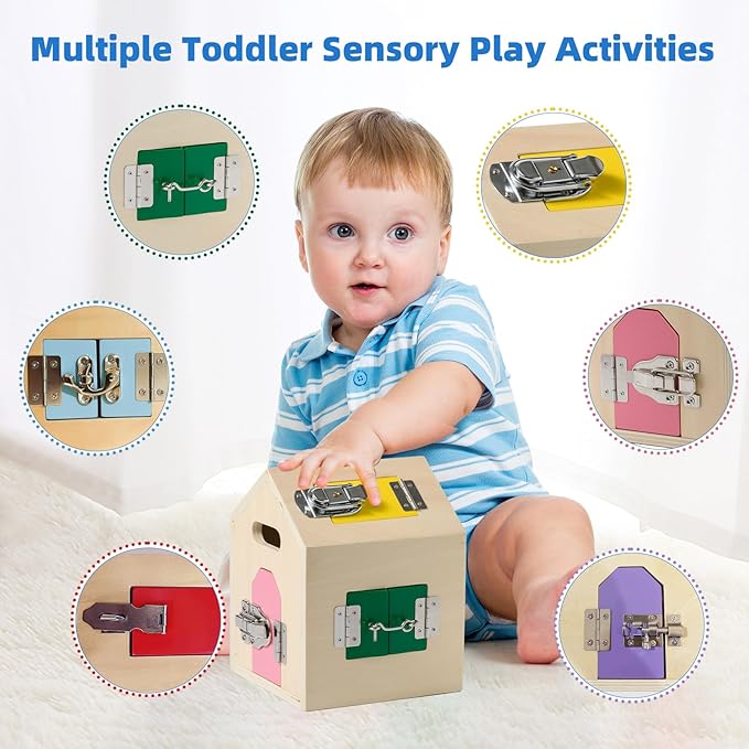 Adena Montessori Play Kit for 19-21 Months Baby,7 in 1 Learning Educational Toys for Toddler,Include Matching and Sliding Cylinder Chute,Dressing Frame and More,Christmas Birthday Gift for Boys Girl