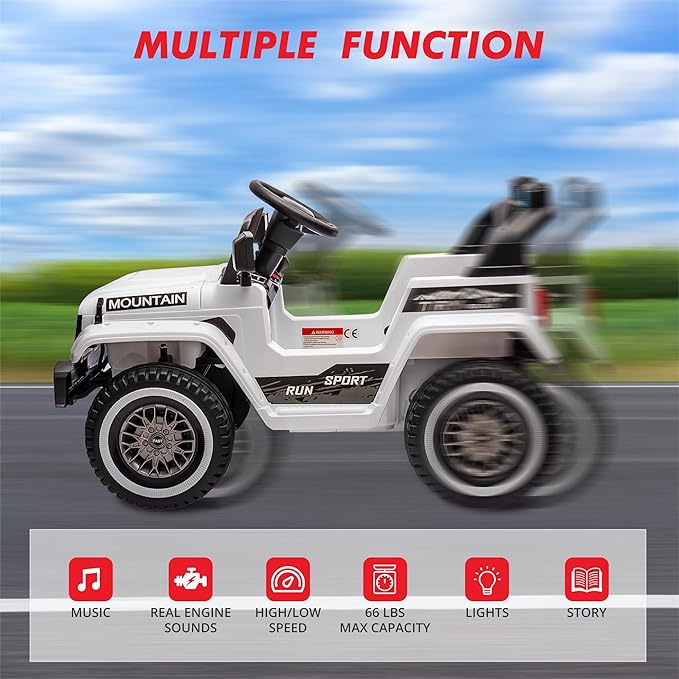 12V Kids Ride-on Truck with Parent Remote Control,All-Terrain Electric Car with Twin 35w Motors, 3 Speeds & Spring Suspension,LED Lights for Fun Night Drives,Ideal Gift for Boys & Girls