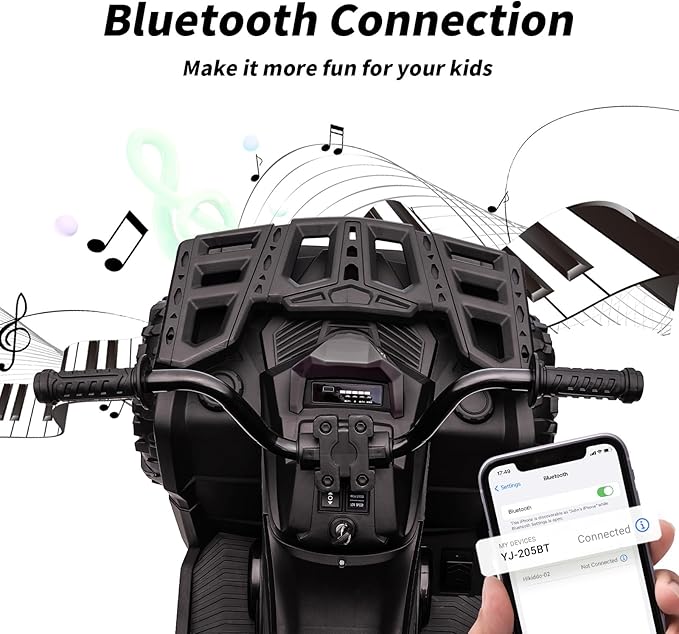 Kids ATV 4 Wheeler, 24V 4WD Electric ATV Ride On Toy for Big Kid with 2-Seater, 4x200W Motor - Black