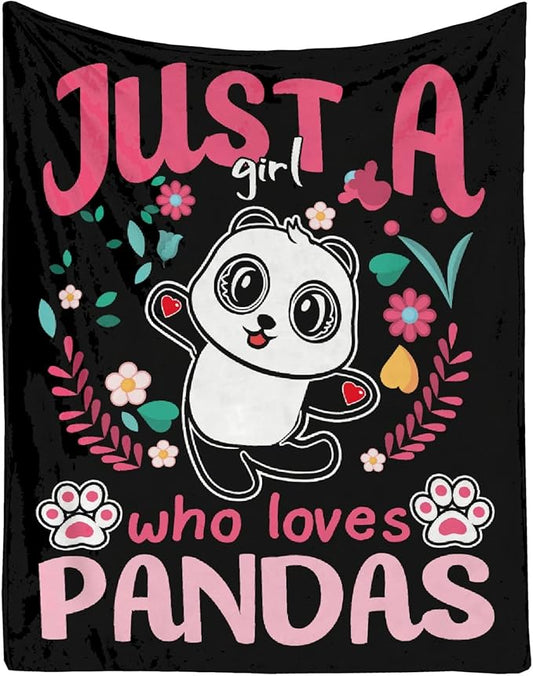 Panda Blanket Just Girl Loves Pandas Soft Blankets and Throws Flannel Cozy Lightweight Quilt Gift Perfect for Kids or Adults Crib Bed Couch Chair -40"x30" Extra Small for Toddler Girl