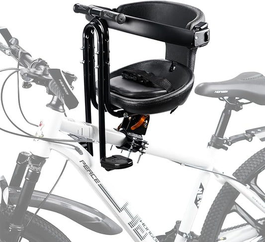 Toddler Bike Seat,1-3 Years Old Front Kids Bike Seat, Baby Bike Seat With Full Surround Guardrail, Safety Handle and Comfortable Pedals, Easy and Quick Installation of Toddler Bike Seat for Adult Bike